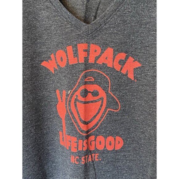 NC State Wolfpack Dark Gray T-Shirt Women's Size S Life Is Good North Carolina - Picture 4 of 10